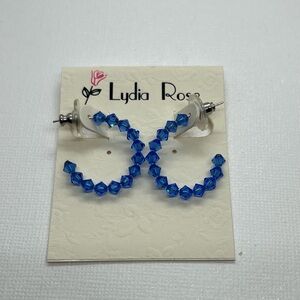 Blue Crystal Beaded Hoop Earrings